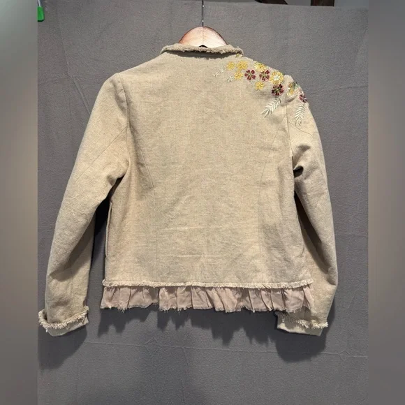 Sundance Beige Embroidered Floral Blazer Jacket - Picture 8 of 8